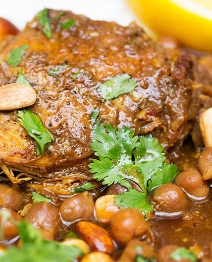 Slow Cooker Chicken Tagine with Apricots and Chickpeas