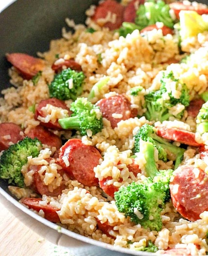 Smoked Sausage & Rice One Skillet Meal