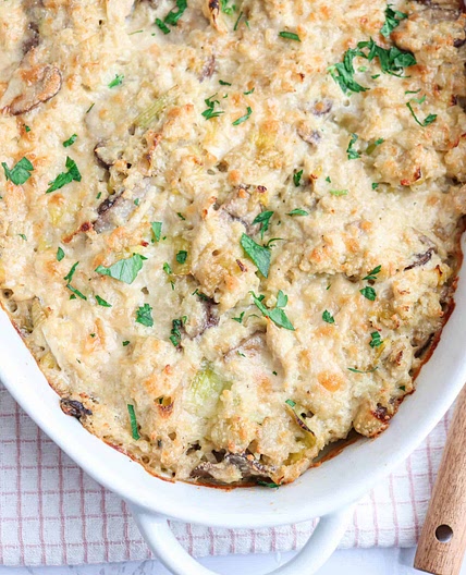 Creamy Chicken and Mushroom Cauliflower Rice Casserole