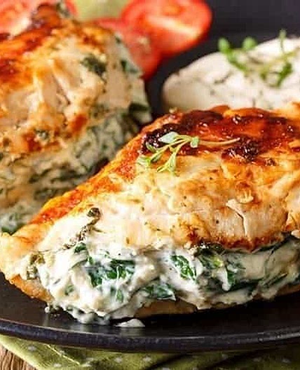 Pan Fried Spinach Cream Cheese Stuffed Chicken Breasts Recipe