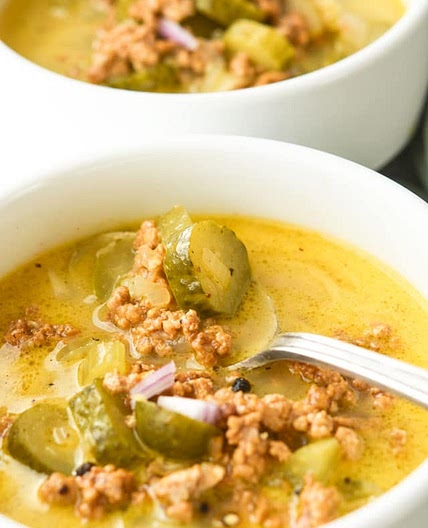 Healthy Dill-icious Cheeseburger Soup {Instant Pot or Stove Top}