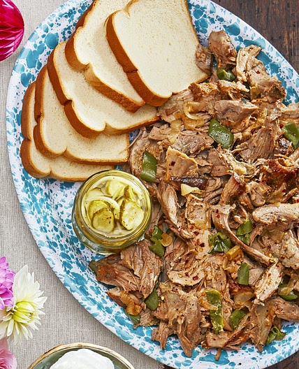 Oven-Roasted Pulled Pork with Sweet-and-Spicy Sauce