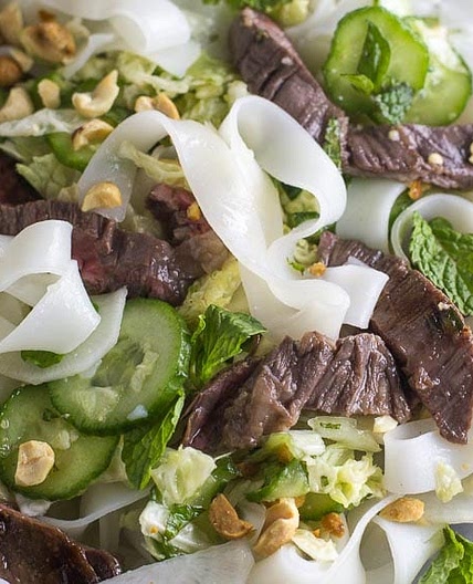Low FODMAP Asian Steak & Noodle Salad with Mint & Peanuts