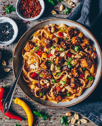 Peanut Noodles with Crispy Tofu
