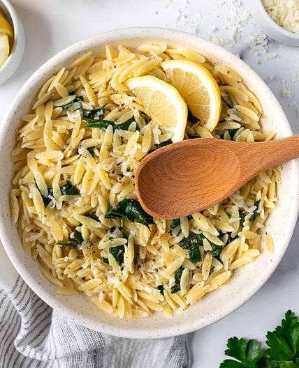 Lemon Orzo with Spinach