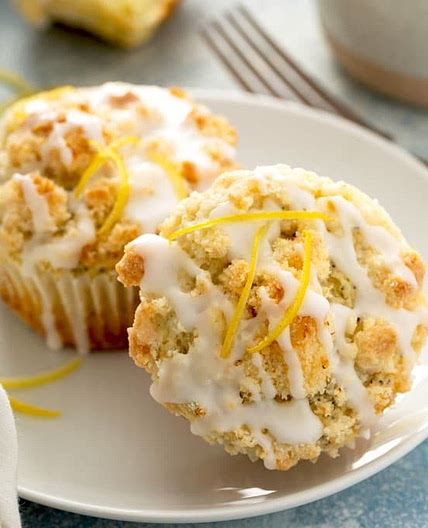 Lemon Poppy Seed Muffins with Streusel and Lemon Glaze