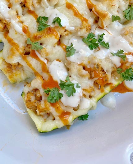 Buffalo Chicken Zucchini Boats (Low Carb)