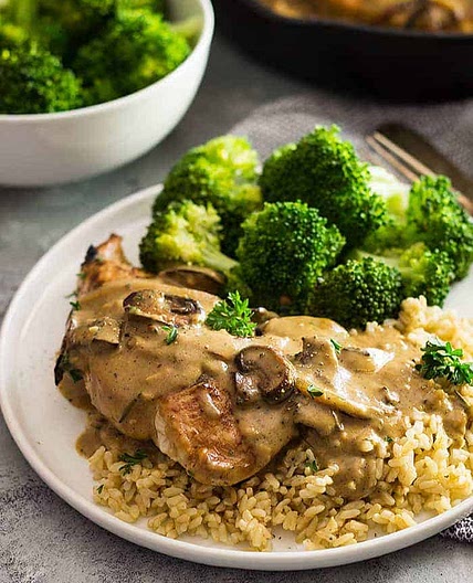 Chicken in Garlic Mushroom Cream Sauce