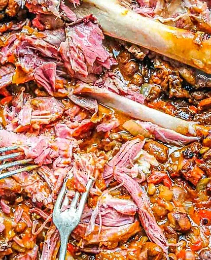 Slow Cooked Pork & Beans with Smoked Ham Hock