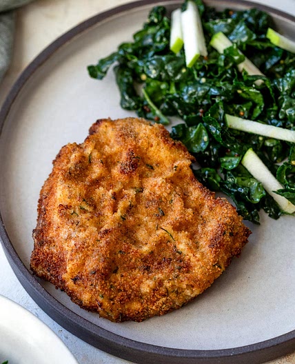 Pork Milanese with Kale and Apple Salad