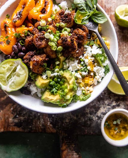 25 Minute Fajita Shrimp Rice Bowls: