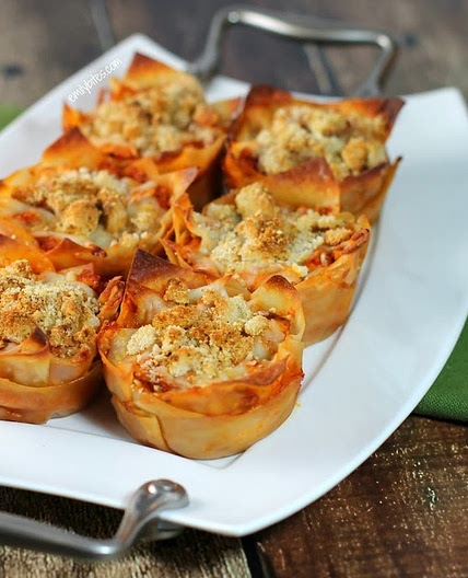 Chicken Parmesan Wonton "Cupcakes"