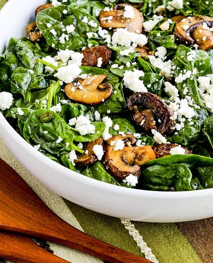 Spinach Salad with Mushrooms and Feta