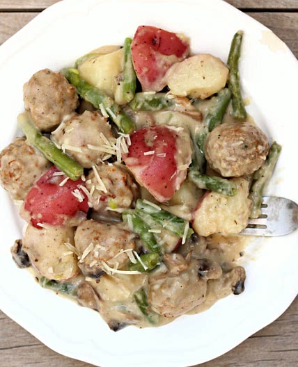 Instant Pot Meatballs and Red Potatoes with Creamy Parmesan Sauce