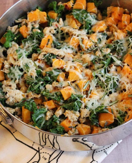 Ground Turkey, Kale and Sweet Potato Skillet