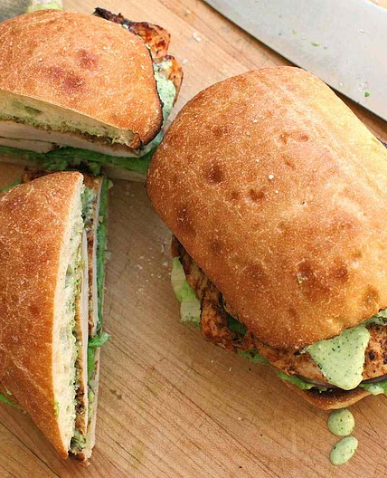 Peruvian-Style Grilled-Chicken Sandwiches With Spicy Green Sauce Recipe
