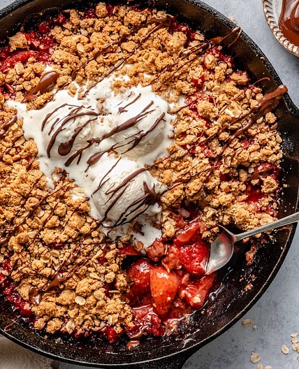 Strawberry Crisp with Peanut Butter Oatmeal Cookie Crumble