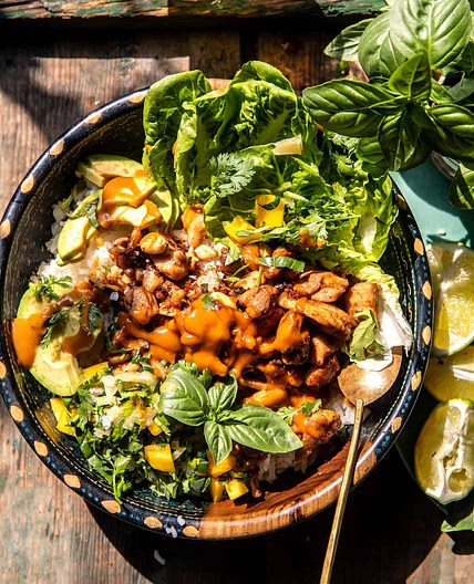 30 Minute Ginger Peanut Chicken Bowls