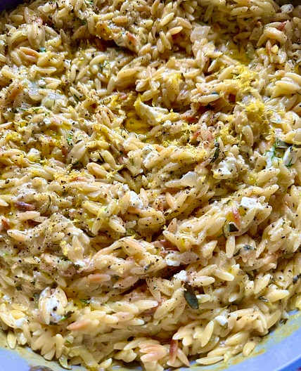 Creamy Lemon Feta Zucchini Orzo