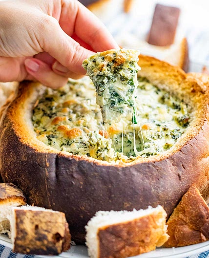 Spinach Artichoke Dip In a Bread Bowl