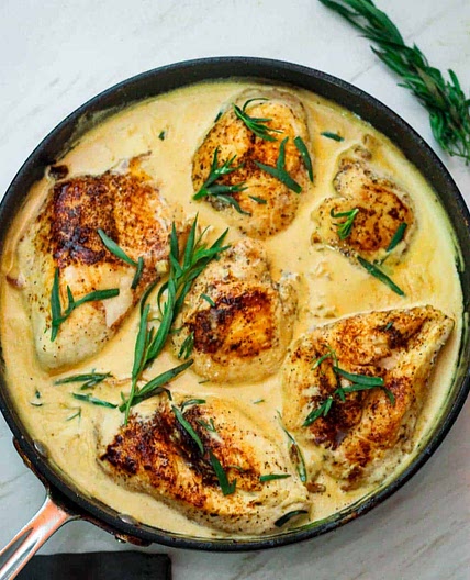 Tarragon Chicken In White Wine Sauce