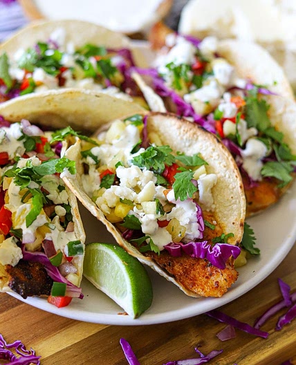 Blackened Fish Tacos with Pineapple Salsa