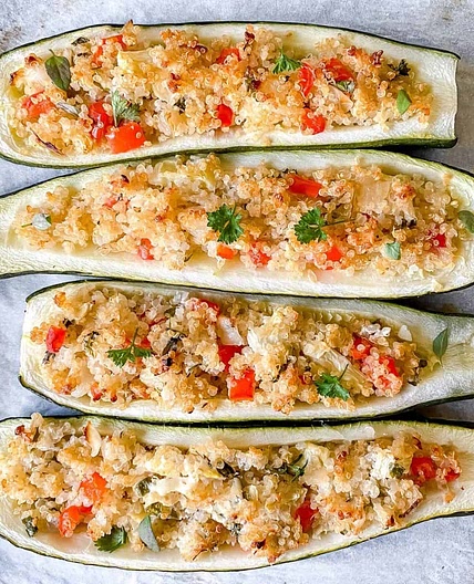 Quinoa Stuffed Zucchini Boats