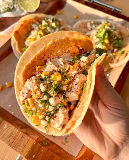 Street Corn Smash Chicken Tacos