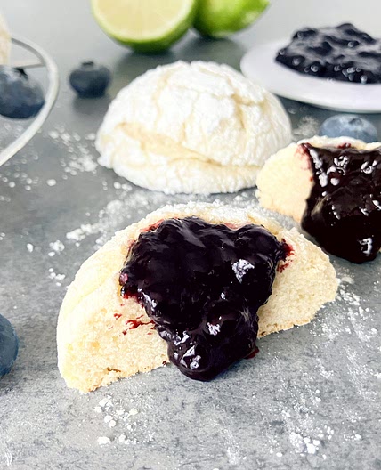 Spelt Crinkle Cookies with Lime and Blueberry
