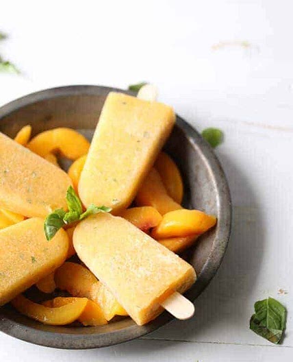 Basil Peach Margarita Popsicles