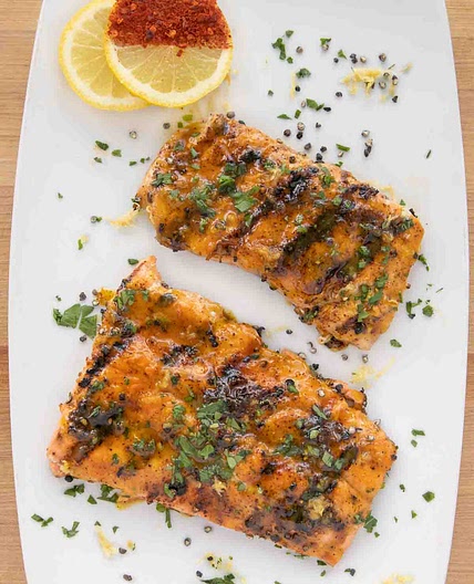 Grilled Dry Rub Honey Mustard Salmon