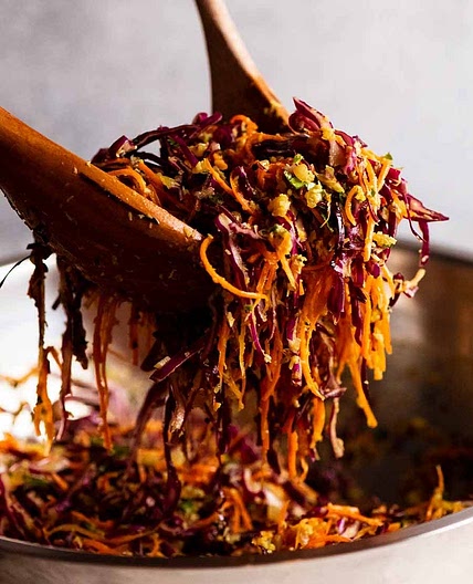 Cabbage and Carrot Thoran-style Salad (Indian Salad)