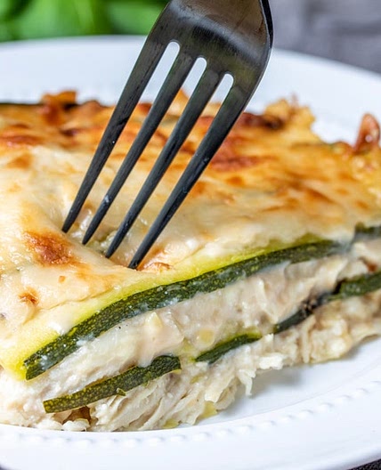 Chicken Alfredo Zucchini Lasagna
