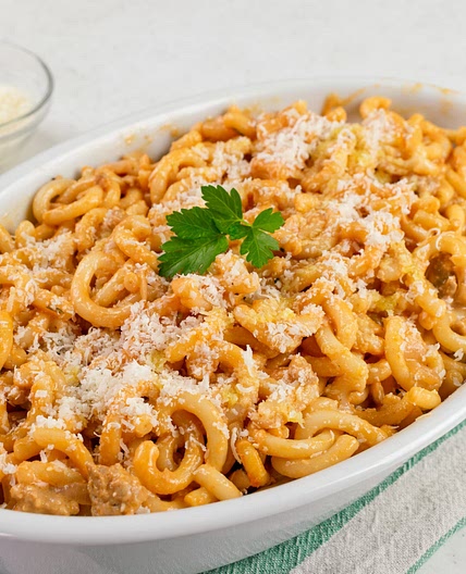 Simple Gramigna Pasta with Sausage