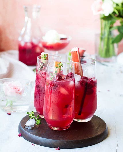 Rhubarb Raspberry Iced Tea with Rooibos