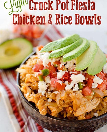 Light Crock Pot Fiesta Chicken & Rice Bowls