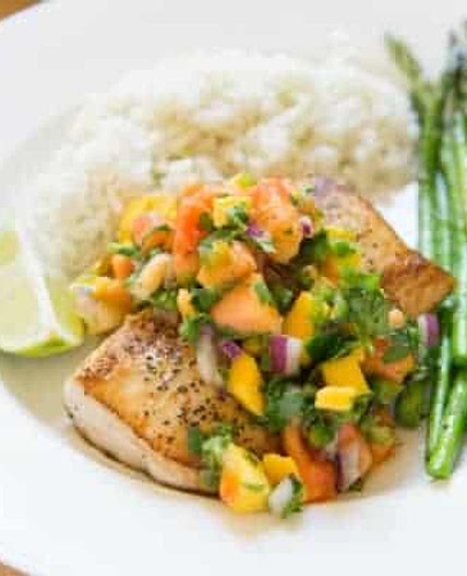 Pan Seared Mahi Mahi with Mango Papaya Salsa