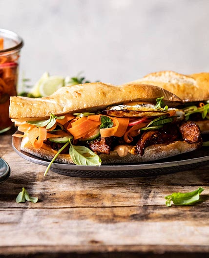 30 Minute Basil Chicken Banh Mi Sandwich