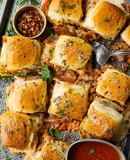 Pepperoni and Sausage Pizza Sliders