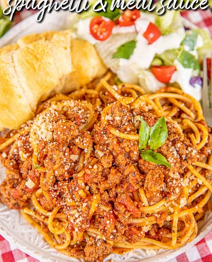 School Cafeteria Spaghetti & Meat Sauce