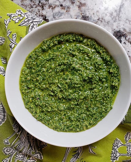 Carrot top pesto