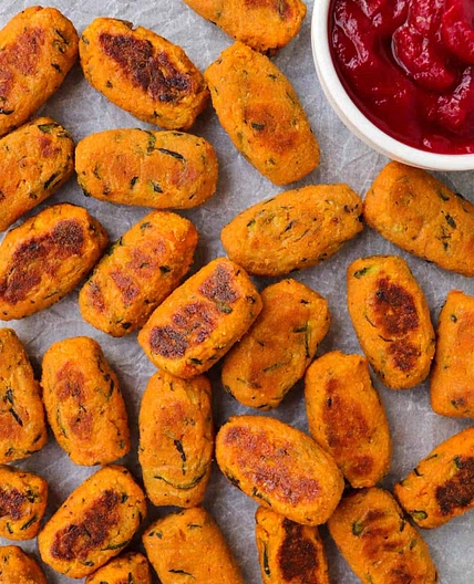 Baked Sweet Potato Zucchini Tots