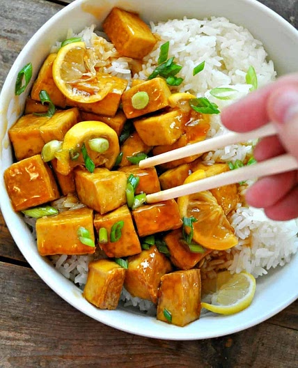 Vegan Sticky Lemon Tofu
