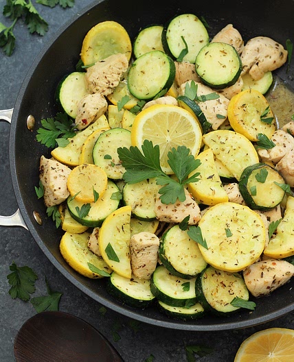Whole30 Lemon Chicken and Squash Skillet (Paleo, Low Carb)
