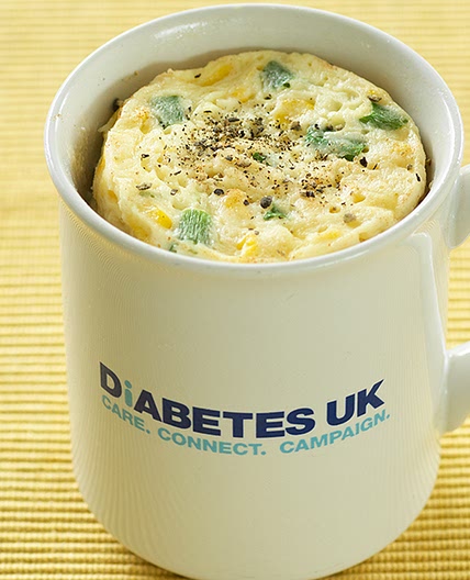 Microwave mug: Cheesy chive and pea muffin