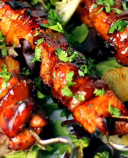 Grilled Huli Huli Chicken and Pineapple Skewers