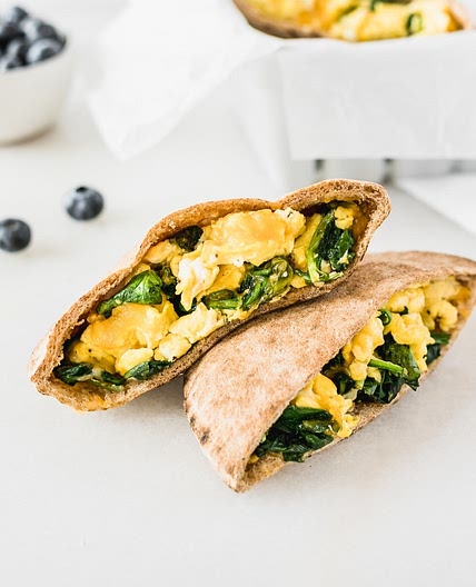 Spinach Egg and Cheese Breakfast Pita