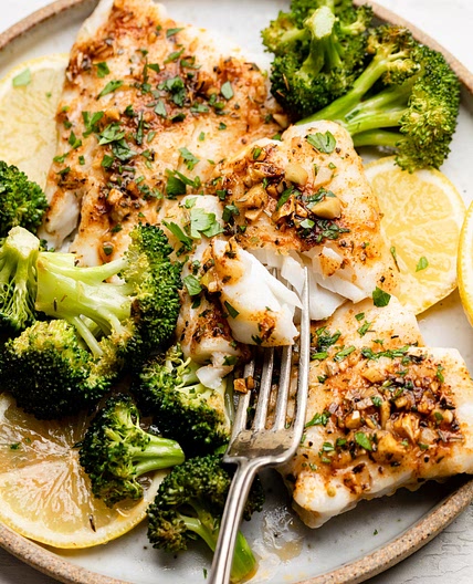 Sheet Pan Cajun Butter Cod with Broccoli