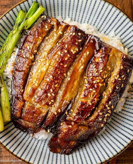 Vegan Unagi Bowl made from eggplant