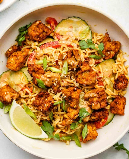 Peanut Noodle Salad with Satay Tempeh